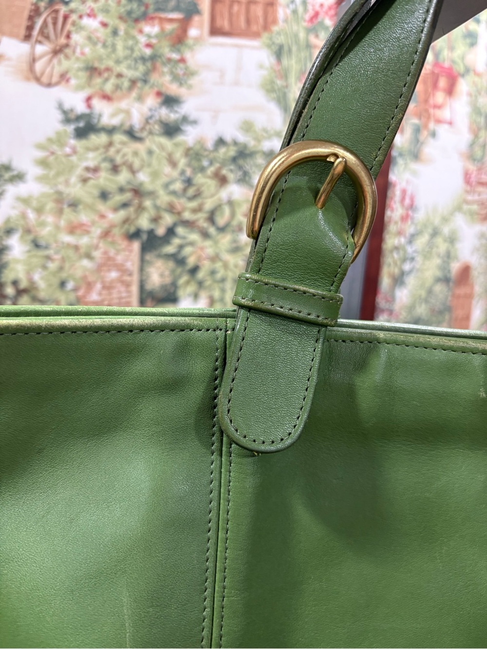 COACH VINTAGE WAVERLY LEATHER TOTE BAG 4133 LEAF GREEN - Picture 3 of 8